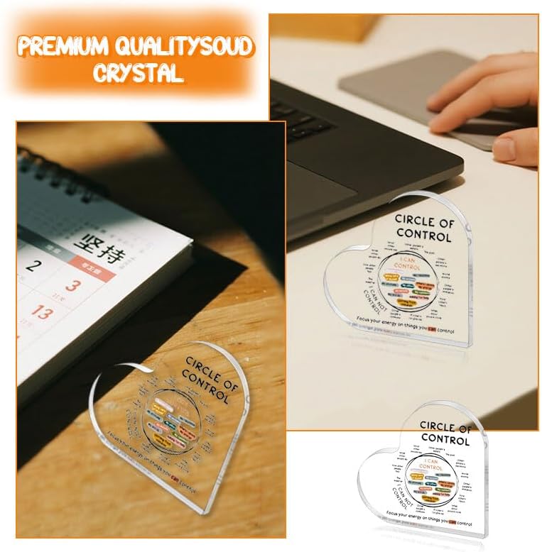 Heart Acrylic Plaque Inspirational Desktop Decoration Mental Health Motivational Gifts Physical Therapy Encouragement Office Acrylic Decor Circle of Control Desktop Decor for Living Room - Image 4