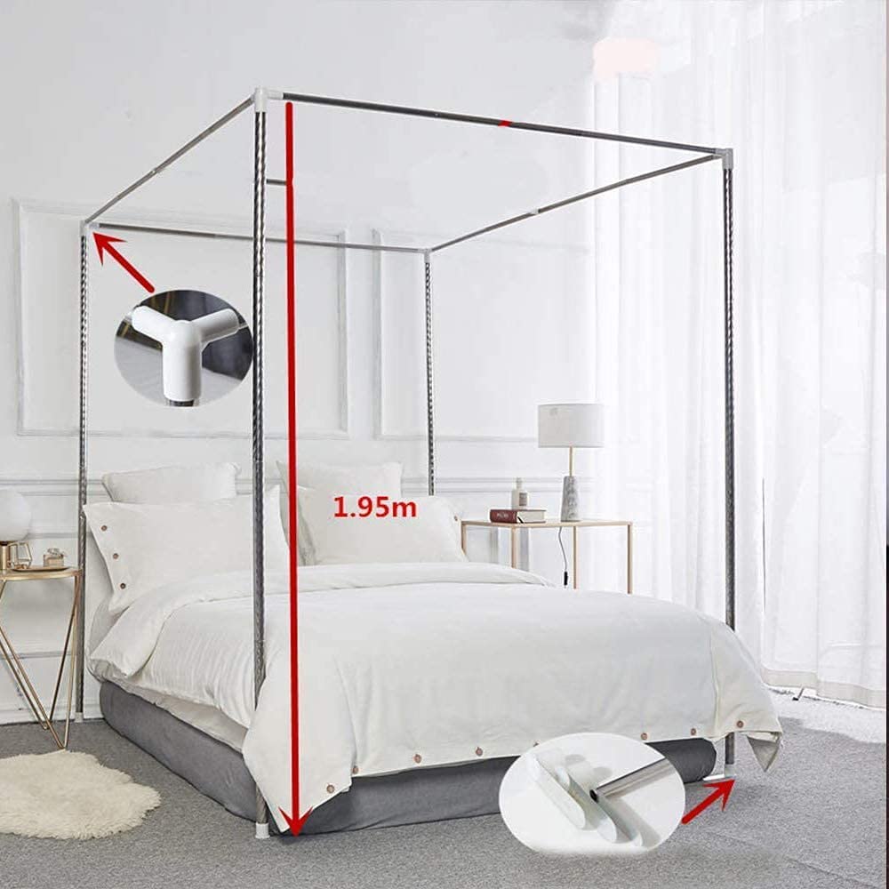 Himmelbett Moskitonetzhalter Vier Eckbett, Bettüberdachung Baldachin Rahmen Gestell aus Edelstahl Eisenkunst -Bettüberdachung für Twin/Full/Queen/King Size/California King