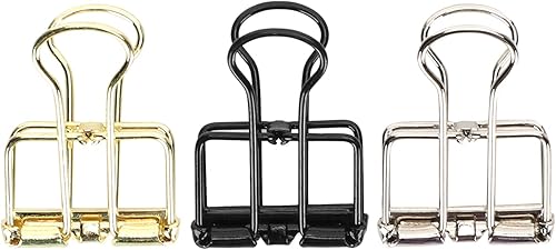 Miniatura 17 de 16 clips plegables de alambre de hierro, abrazaderas de papel estacionario, clips de metal huecos, clip de esqueleto de agarre fuerte