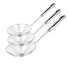 Spider Strainer Set of 3 Asian Strainer Ladle Stainless Steel Wire Skimmer Spoon with Handle for Kitchen Frying Food, Pasta, Spaghetti, Noodle-30.5cm, 32cm, 35cm