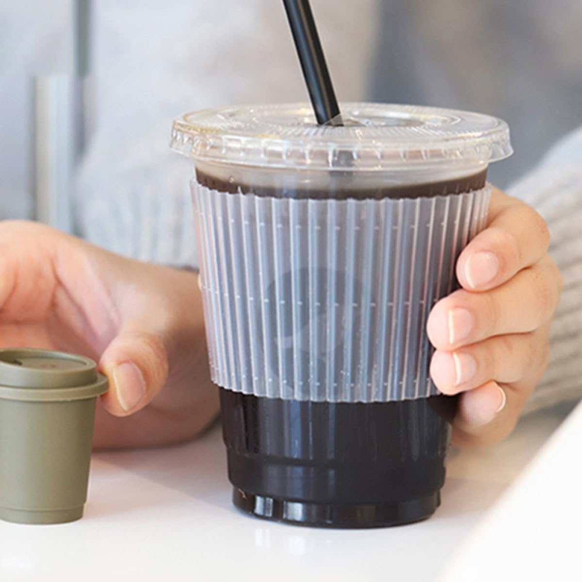100pcs Plastic Cup Sleeves with Non Slip Grip