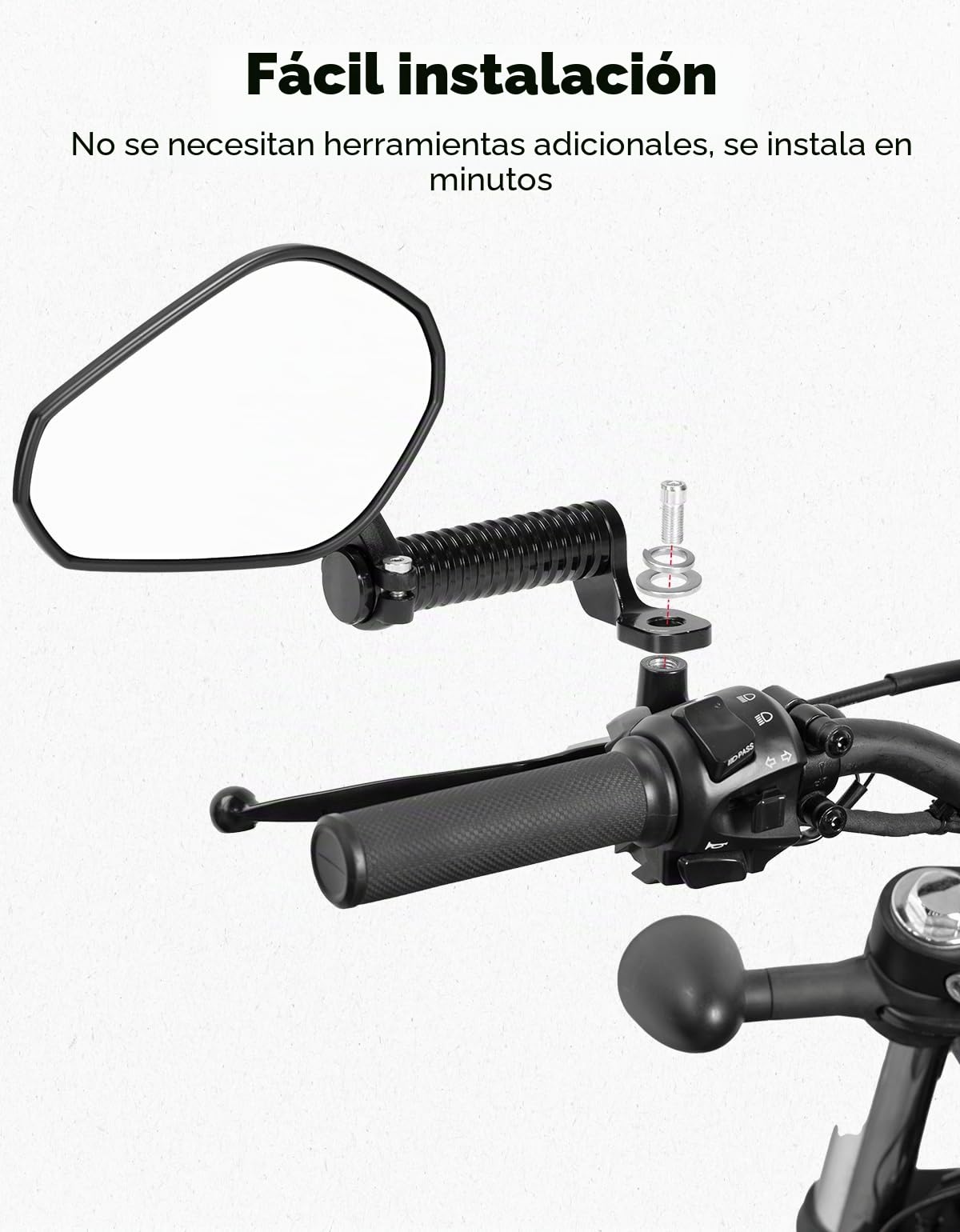KEMIMOTO E9 Retrovisores Moto Homologados con CNC extensión, Universal Espejo M10, Compatible con Motos de Crucero, Calle