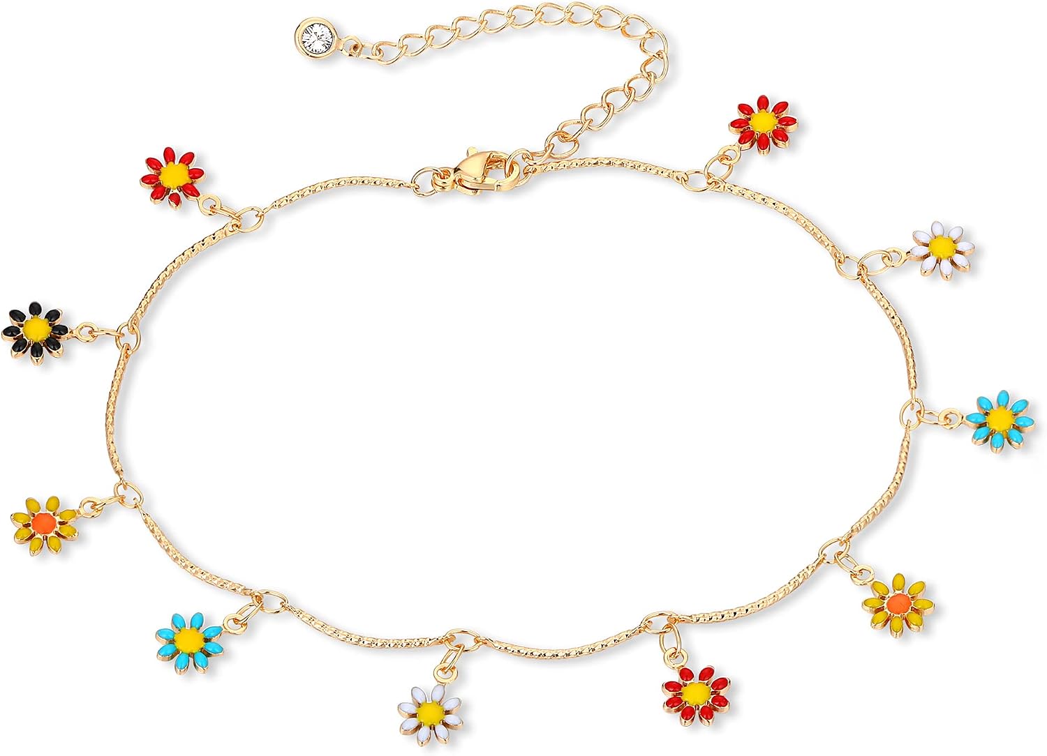 FUNEIA Gold Ankle Bracelets for Women 14K Gold Plated Anklet for Women Daisy Moon Star Evil Eye Anklet Boho Beach Foot Chain Adjustable Dainty Foot Jewelry