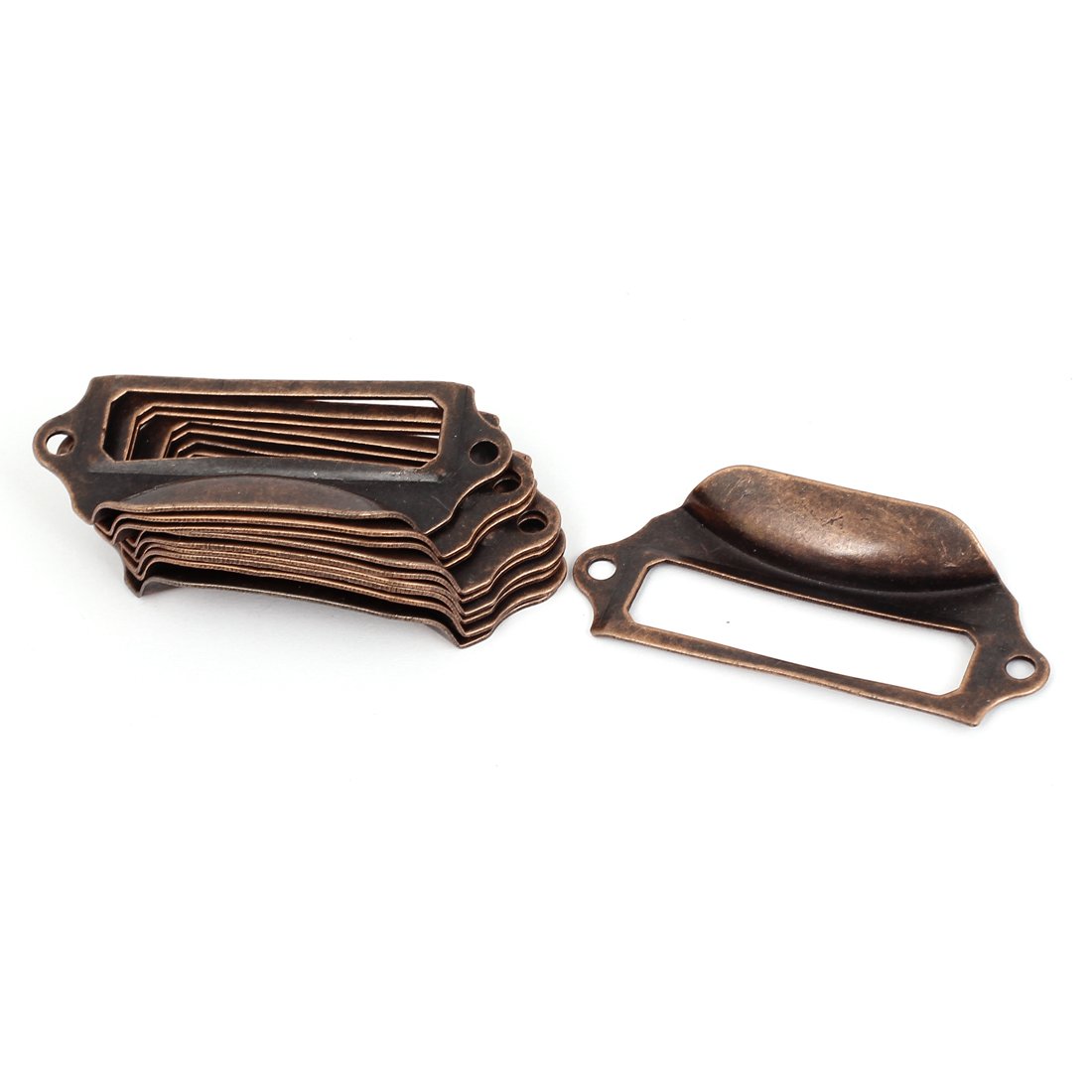 Uxcell Red Bronze Tone Sourcing Map Office Library File Drawer Tag Frame Label Holder Pull Handle Copper Tone 10Pcs