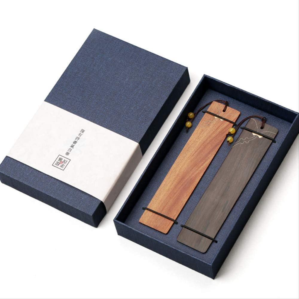 Classical Chinese Style Red Wood Bookmark Set Creative Brass Antique Gift