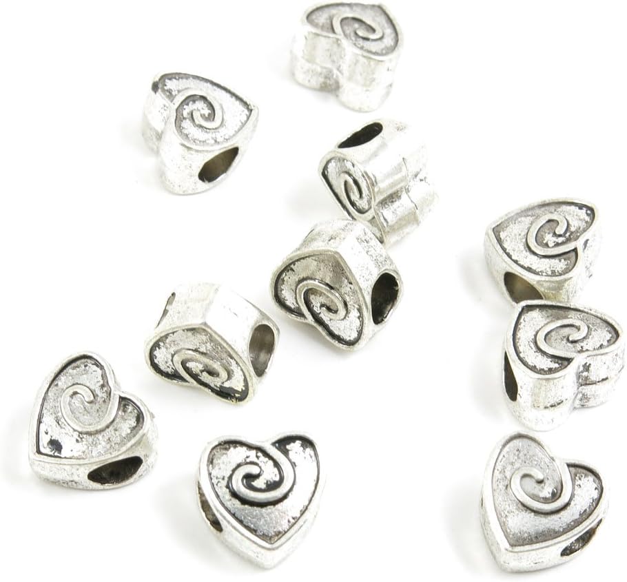 200 Pieces Jewelry Making Charms Antique Silver Tone for Necklace Pendant Bracelet L2YQ4 Love Heart Loose Beads