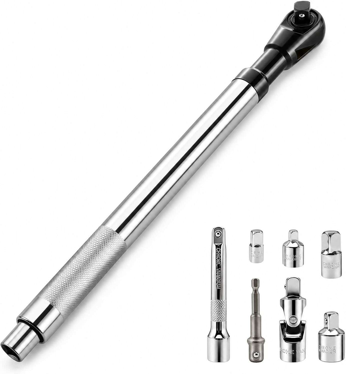 1/2" Offset Extension Wrench Impact，Ratchet Extender for Tight Spaces，Electric with Versatile 3/8", 1/4" Square Drive Adapters，Right Angle Impact Wrench Extender for Drill
