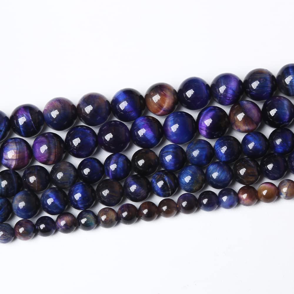 Lote de 90 perlas redondas de ojo de tigre natural AAA de 8 mm, para hacer joyas, pulseras, collares y pendientes, 2 hebras de 81 cm