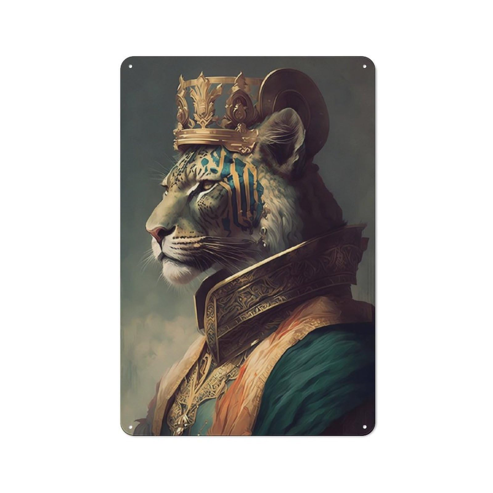 Junmoney Tiger Mythical Rustic Tin Wall Plaque 30X20cm For Home Bar Wall, For Vintage Wall Decor Fans, For Living Room And Hallway Decor