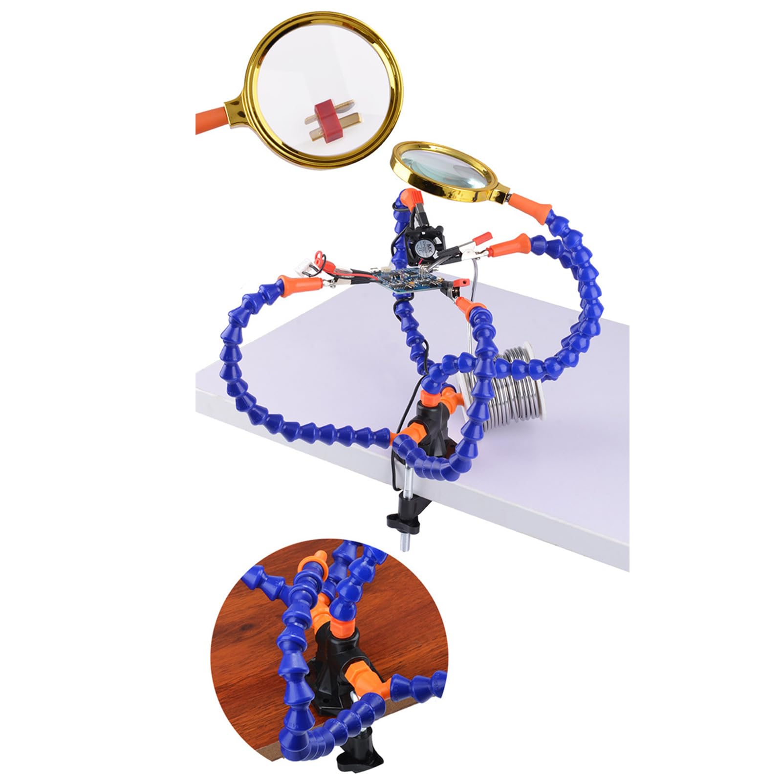 Morsetto da tavolo per saldatura flessibile a 5 bracci con supporto per saldatore a braccio flessibile Morsetto per strumento di saldatura per riparazione PCB