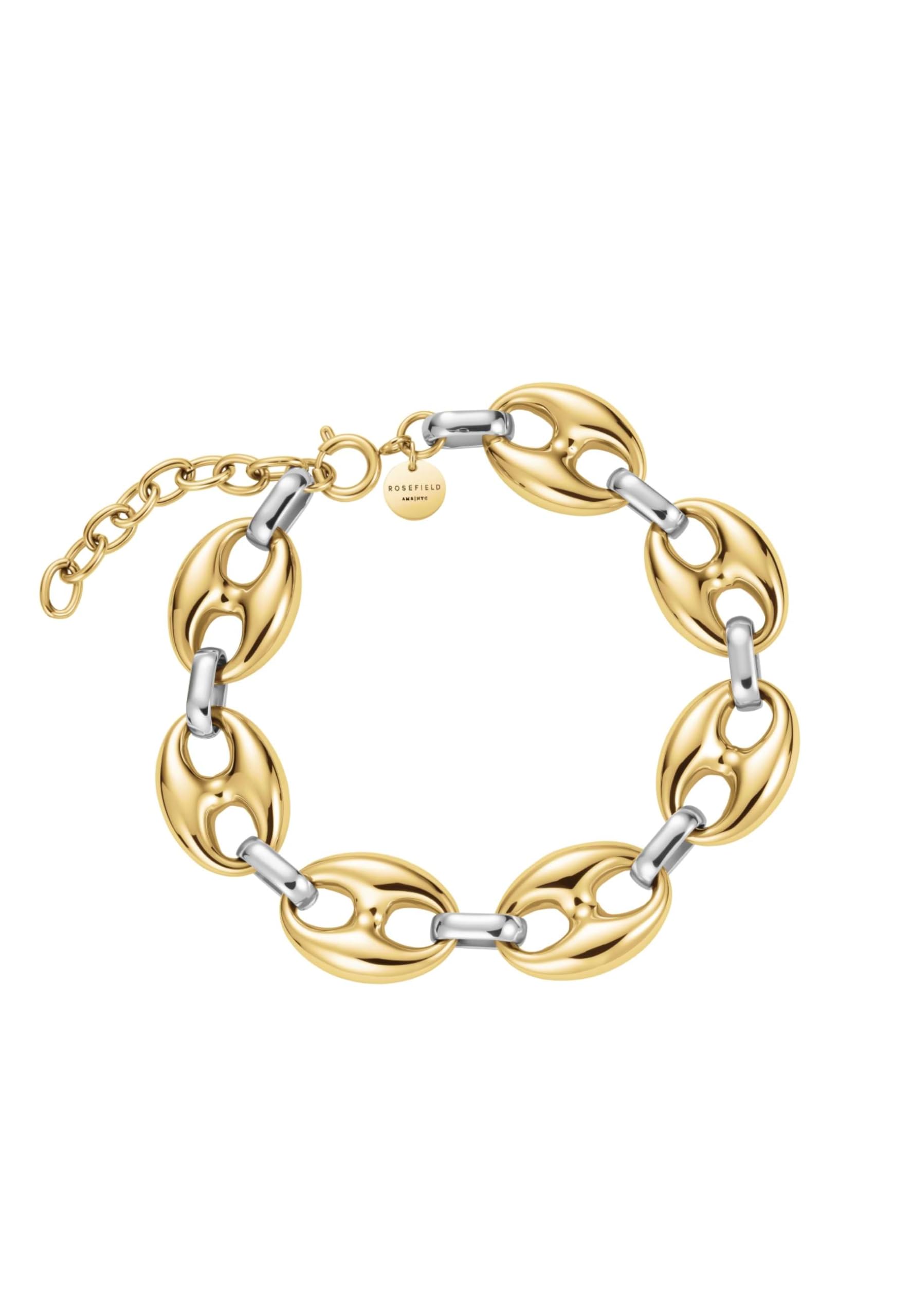 Bracelet Rosefield Coffee Bean maille grain de café bicolore plaqué or