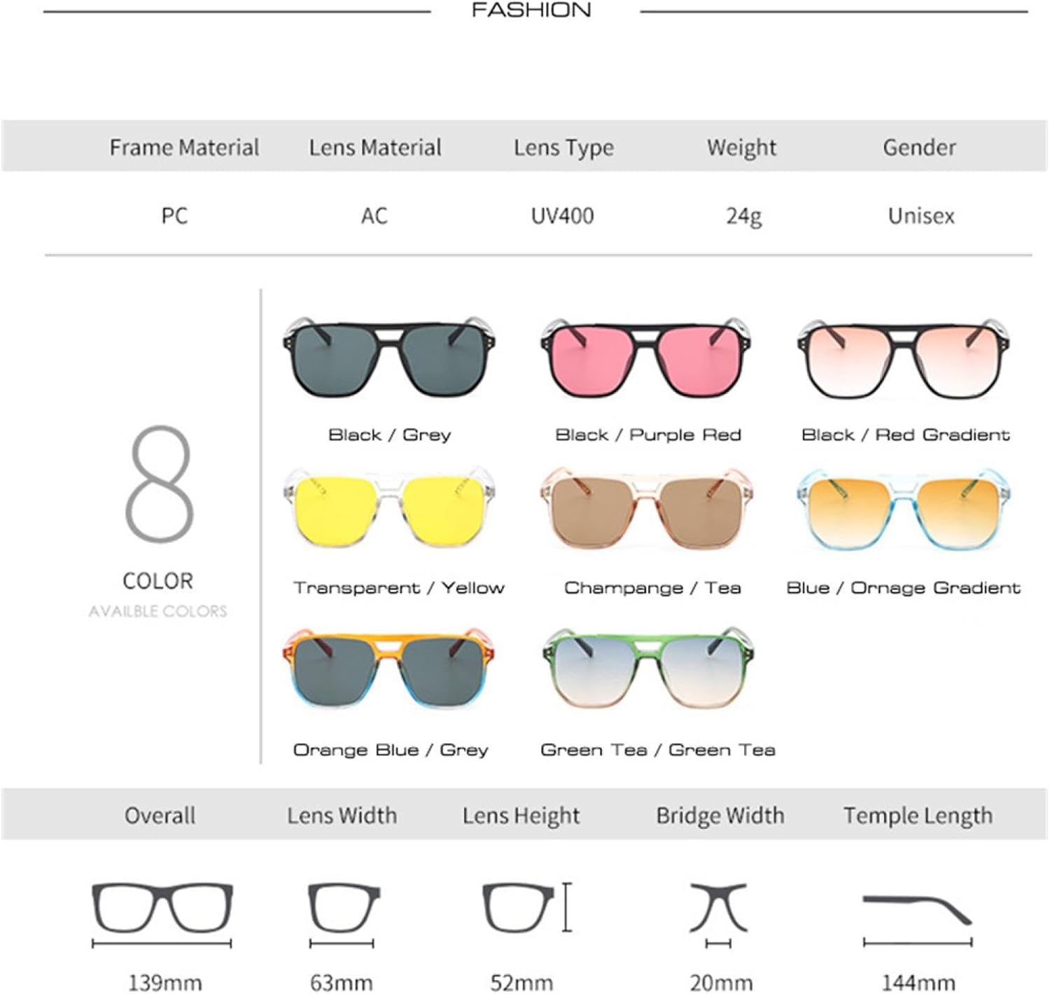 Retro Double Bridges Sunglasses Women Fashion Shades Uv400 Men