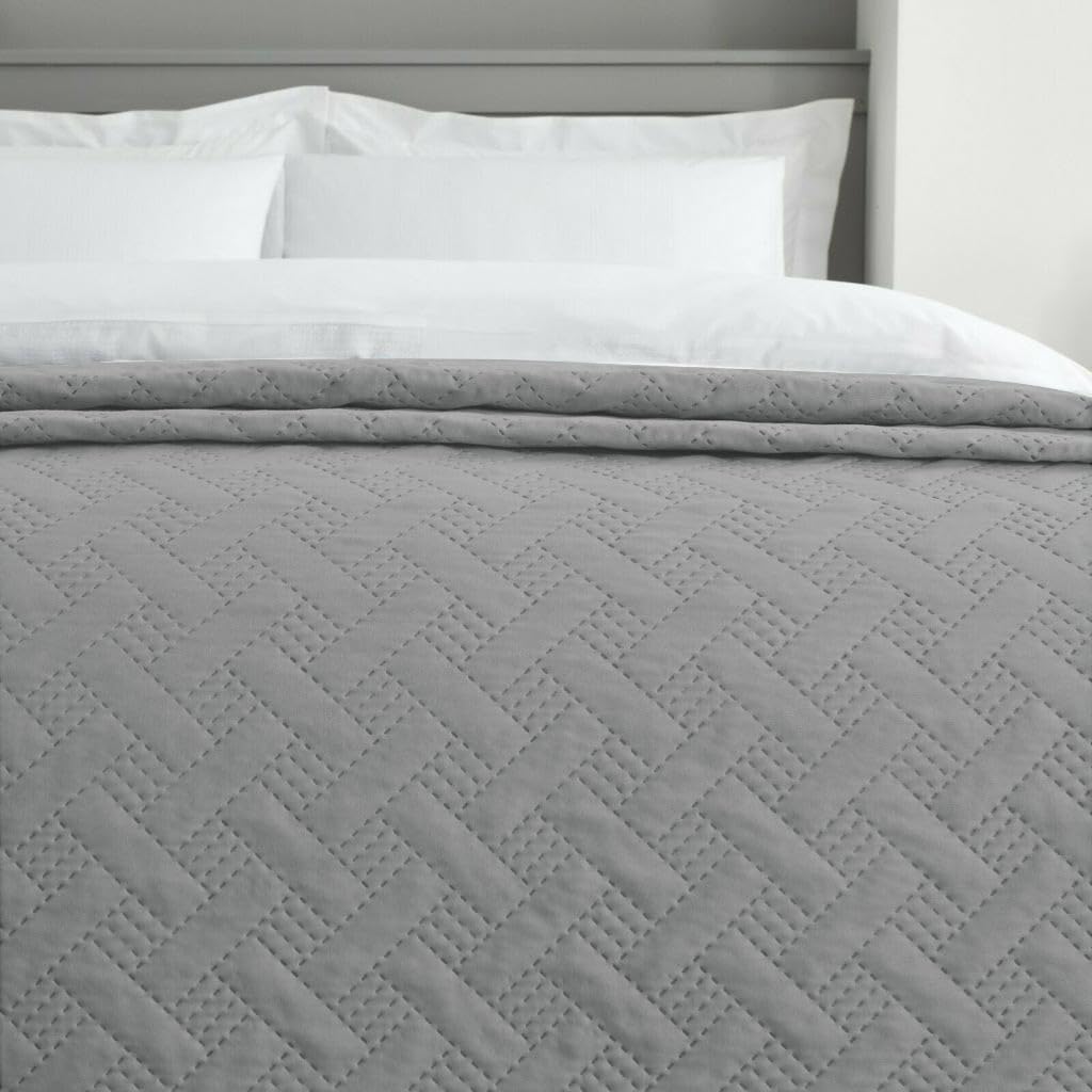 MERCURY TEXTIL- Colcha Bouti Rombos para Verano y Entretiempo 100% Poliéster. Colchas Cubre Cama Fina, Ligera y Suave. (Cama 150/180-250x260cm, Grisáceo)