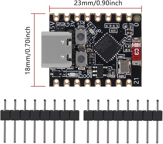 4pcs ESP32 ESP32-C3 Development Board ESP32 C3 Supermini WiFi Bluetooth Module ESP32C3 160MHz Running Frequency 2.4GHz Wi-Fi & Bluetooth for MicroPython