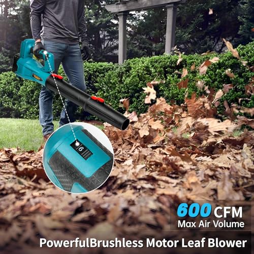 Leaf Blower Cordless for Makita 18V Battery, 600 CFM Electric Leaf Blower with Brushless Motor, Adjustable 6 Speeds up to 22000RPM Blowers for Patio,Lawn,Yard,Garage,Blowing Leaves,Dust(No Battery) by Yudara - Image 5