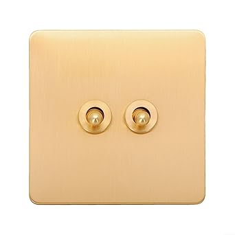 Light Luxury Style Brass Toggle Retro Switch Panel, 86 Type Power Wall Socket, Wall Light Brass Lever Toggle Switch, Toggle Light Rocker Switch2 Gang