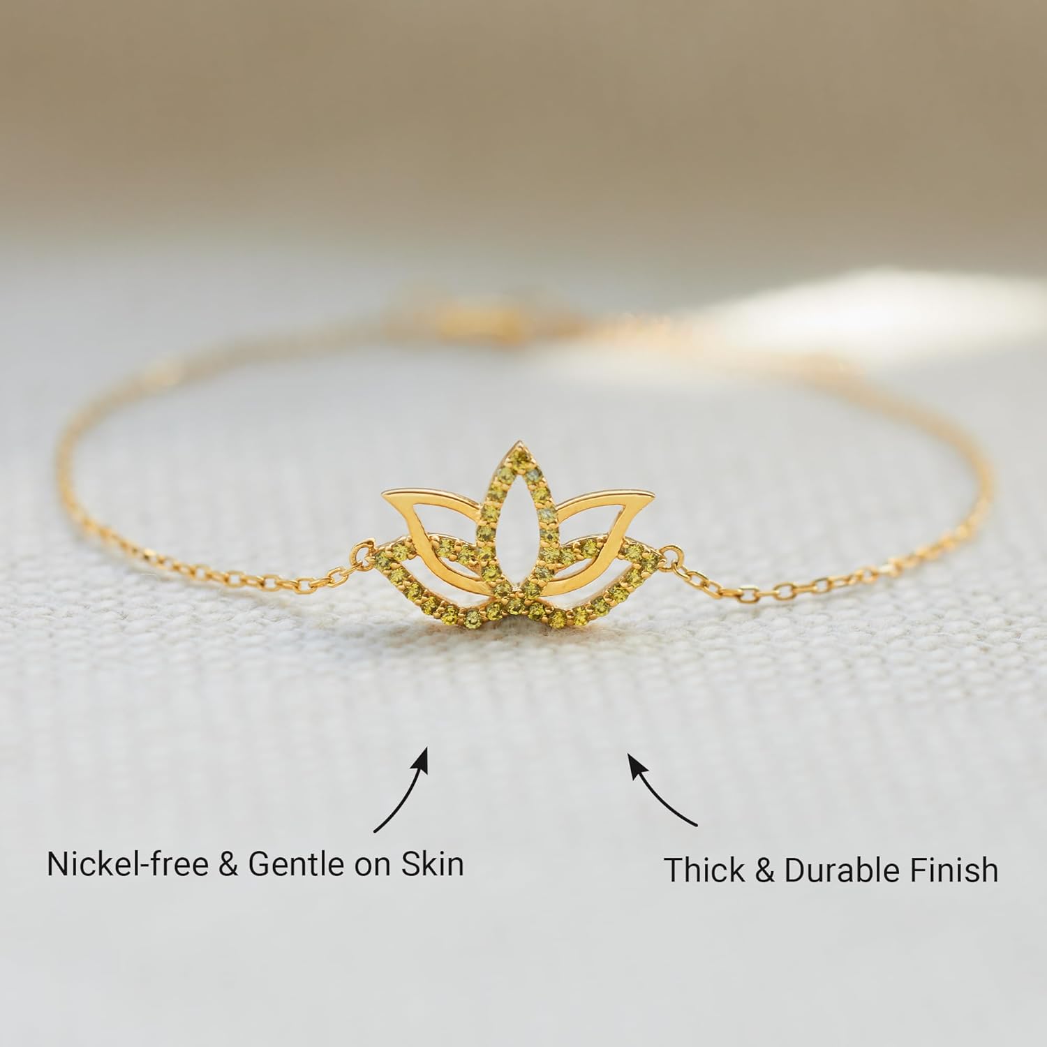 STORYJEWELLERY Lotus Bracelet, 18K Gold Plated Charm Bracelets for Women, Dainty Lotus Flower Jewelry, New Beginnings Gifts for Women - Image 3