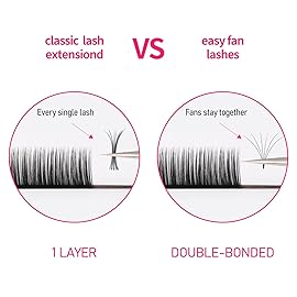 VEYES INC Easy Fan Volume Lash Extensions 03 05 07 J/B/L/C/CC/D/DD Curl 8-25mm Mixed & Single Length Tray, Matte Black Self Fanning Eyelashes, Professional Supplies for Lash Techs (0.03 CC 11mm)