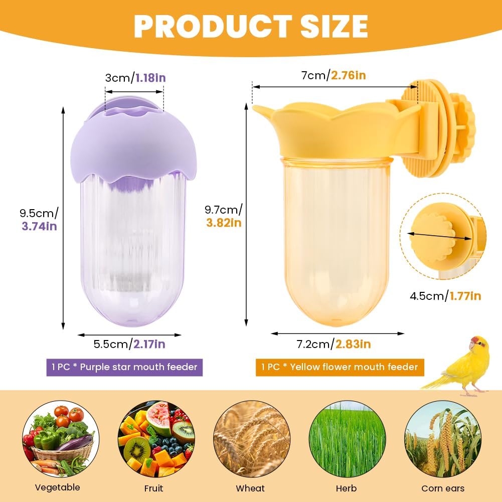 2Pcs Bird Cage Feeder for Vegetables - Parrot Veggie Holder with Water-Storage Design to Keep Greens Fresh, No Mess Hanging Millet Feeder for Parakeet & Quick Clean Clip image 5