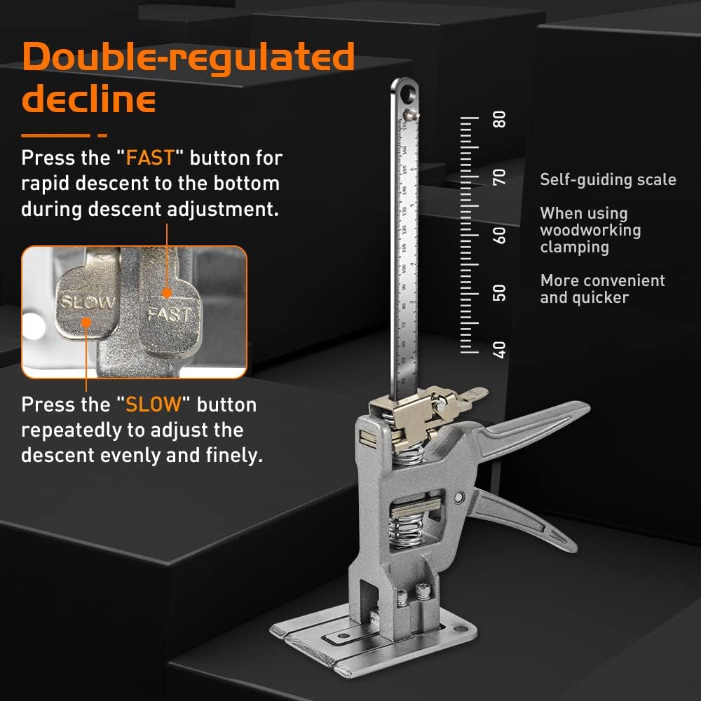 Brazo de Ahorro de Mano de Obra Aleación de Aluminio, 2 Piezas Herramientas de Elevación Descenso Lento y Rápido Laborsaving Arm Handlifting Jack para Puerta Gabinete Tablero Muebles Pesados