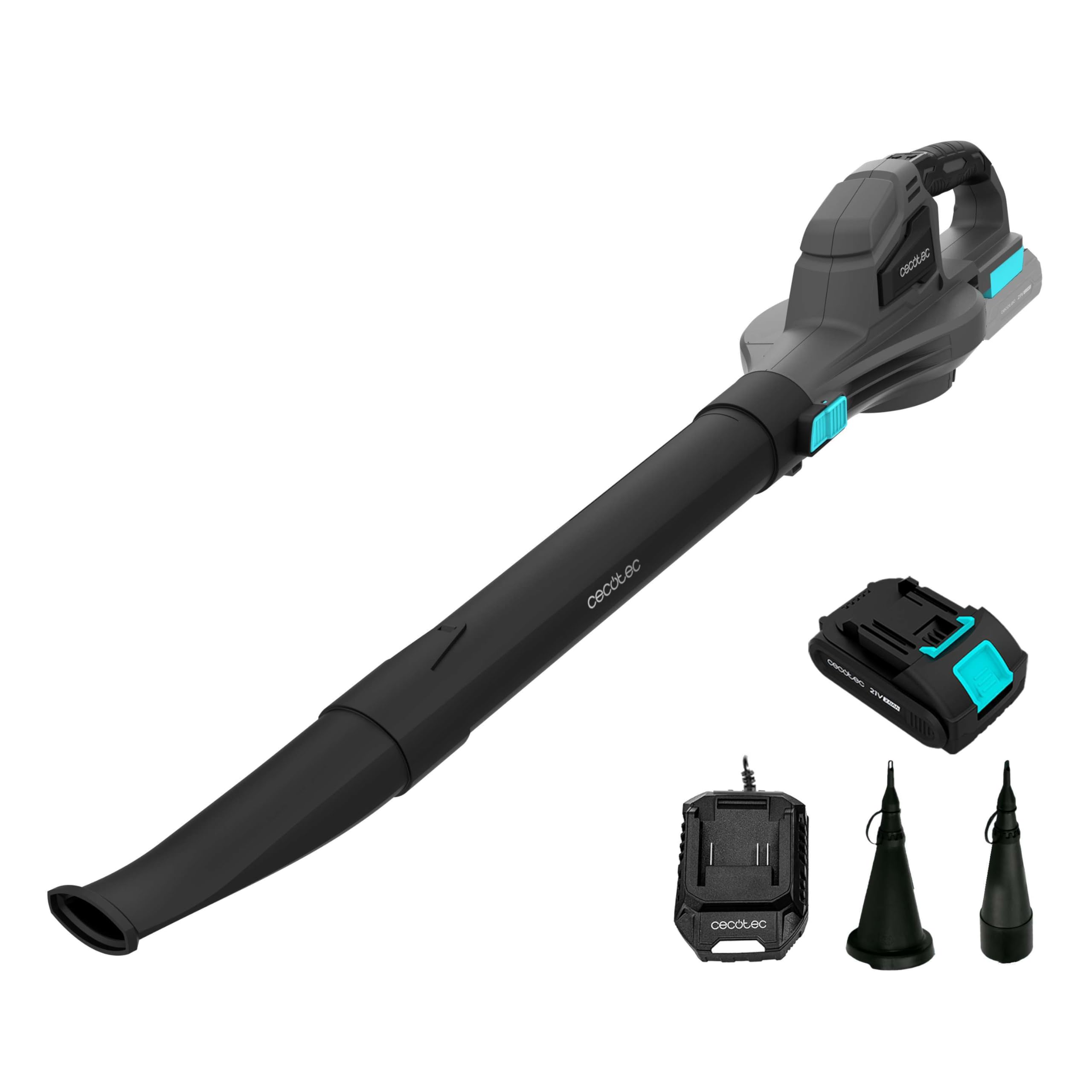 Cecotec Soplador a Batería 21V Ultraligero Airforce 2500 Agile. Velocidad hasta 241km/​h, Volumen de 235m³/​h, Velocidad Regulable, Accesorios para Inflado y Tubo de Largo Alcance