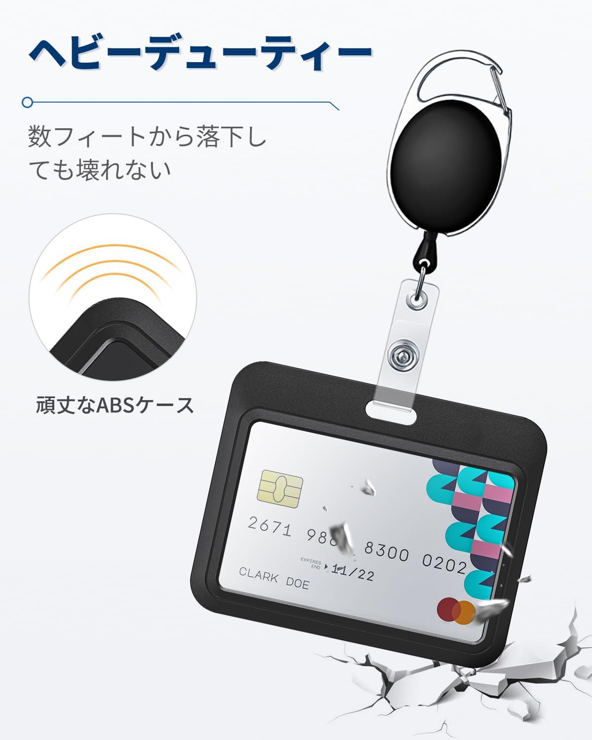 Amazon | Pawflyスライド式 ID バッジ リール黒水平ハード