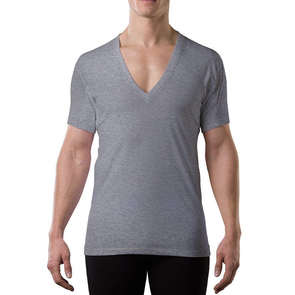 Men's Sweatproof Undershirt | Cotton Deep V Neck T-Shirt with Underarm Sweat Pads, Original Fit | Aluminum-Free Alternative
