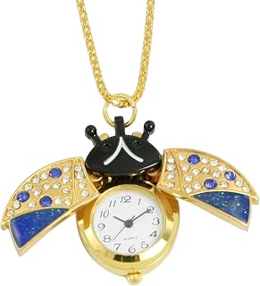 Qtqgoitem Ladies Faux Rhinestone Ladybug Pendant Metal Lobster Clasp Necklace Watch (Model: 09e c85 225 0df f35)