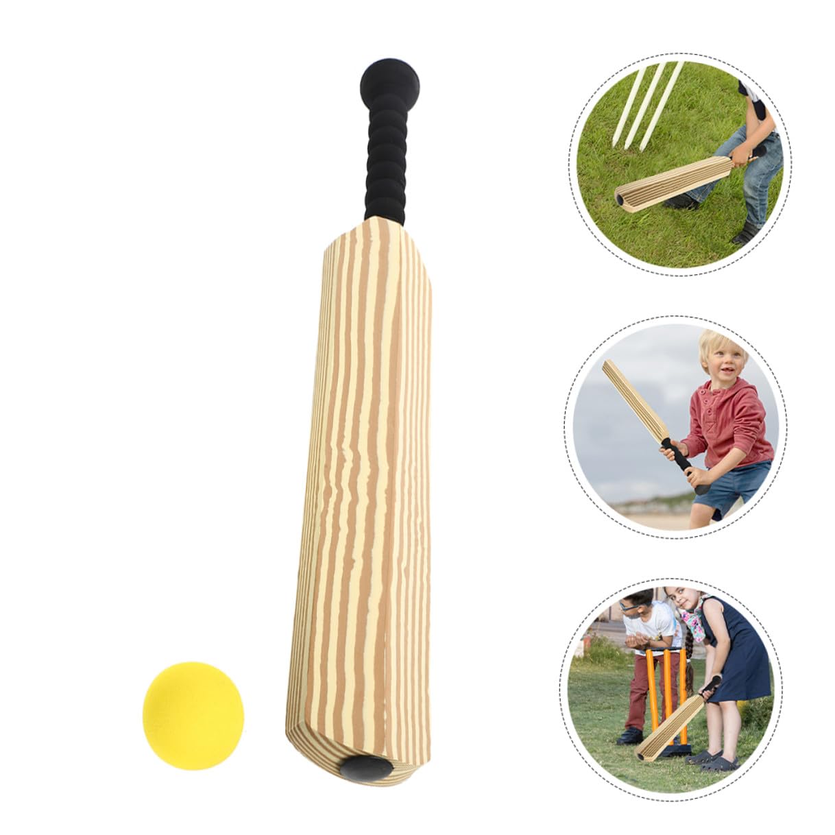 VICASKY Batte de Baseball en Plastique 24 Pouces, Set de Cricket Garçon et Filles 2 Battes 2 Balles, Légère et Maniable, pour Entraînement Extérieur et Jeux Familiaux