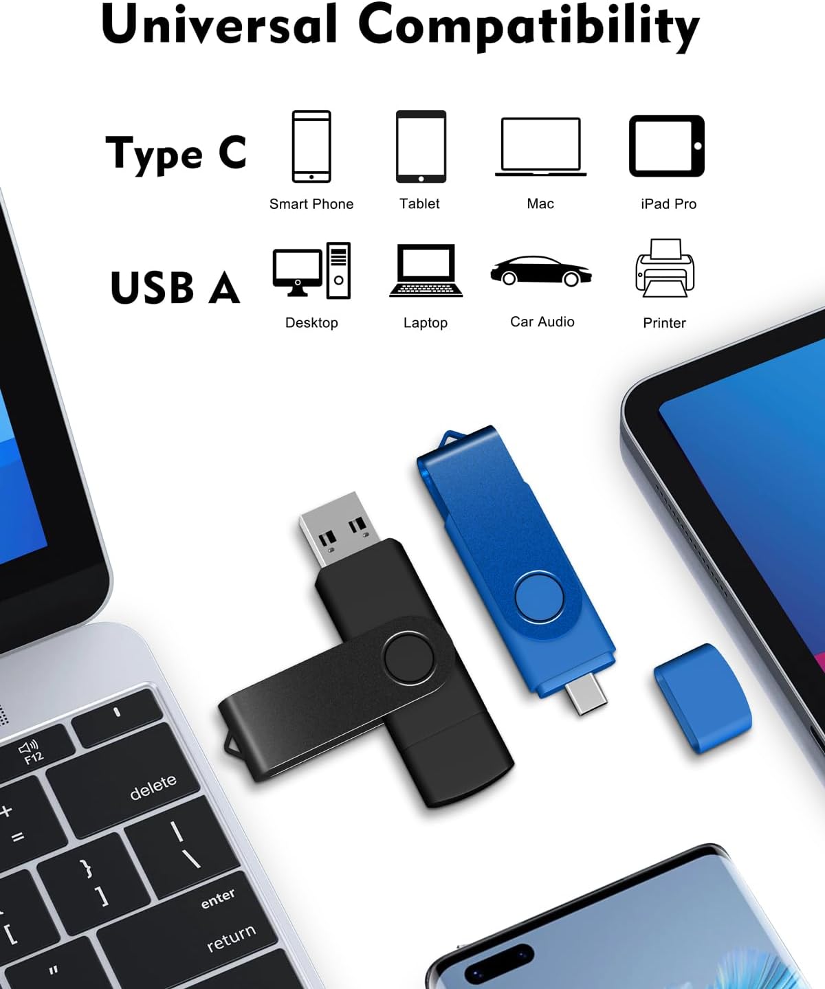 AreTop 32GB USB C Thumb Drive Dual USB 2.0 Flash Drive 32GB USB Drive Swivel Design 2-in-1 Portable Type-C Memory Stick for Android Smartphone, Computers, MacBook, Tablets, PC, 10 Pack