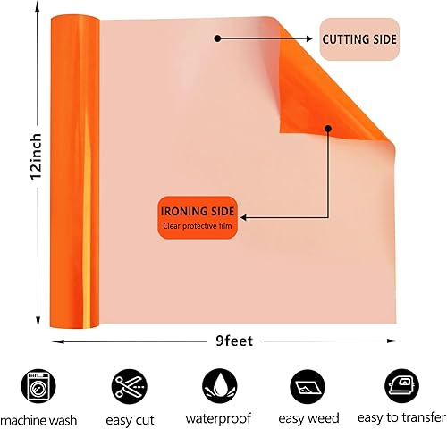 Vista 42 de FUNKAKA Rollos de vinilo de transferencia de calor HTV azul lago, 12 pulgadas x 9 pies, vinilo azul lago brillante para planchar para camisetas