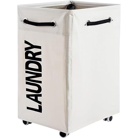Haundry 86L X-Large Collapsible Laundry Hamper with Wheels, Waterproof Rolling Clothes Hamper Basket Bin for Dirty Clothes Storage