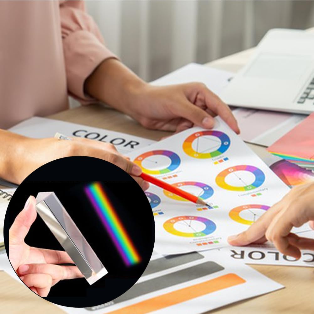 Prisme Photographie, Prisme Optique, Prisme Cristal, 2PCS Optique Prismes, Triangulaire Prisme, Prisme Triangulaire, Prisme Réfringent, pour Spectre Lumière Réflective Couleurs Arc-en-Ciel Decoration