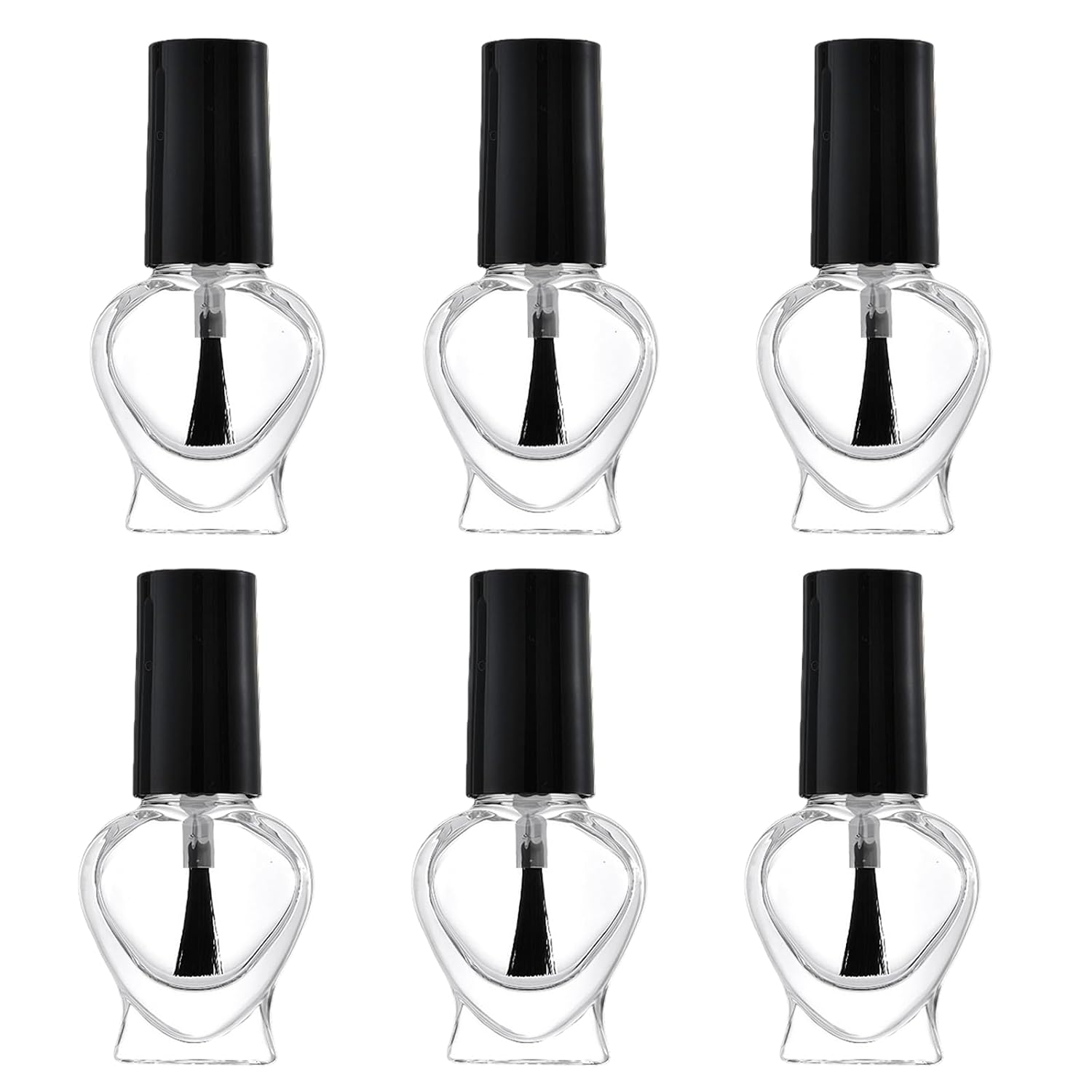 VASANA 6Pcs 10ml Empty Nail Polish Bottles, Refillable Glass Vials w/Brush
