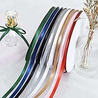 Vista 6 de TONIFUL - Cinta de satén dorada de 1/4 pulgada x 100 yardas, cinta de satén delgada de color sólido para envolver regalos, manualidades, hacer lazos