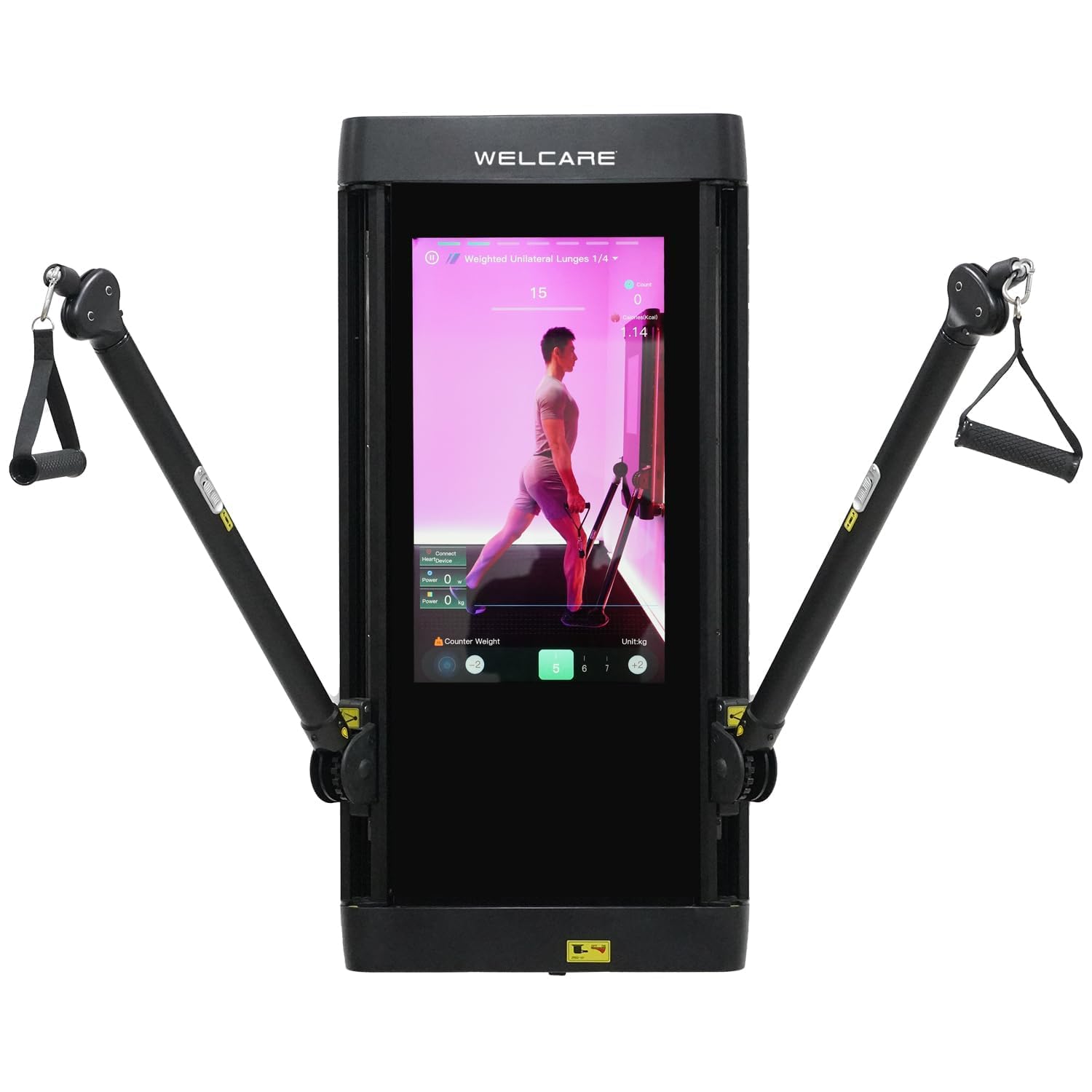 WELCARE WC-ST01 Ai Powered Smart Home Gym with 24inch HD Touch Screen |Train Better with Data Driven Functional Strength Trainer | Perfect Wall Mounted Home Gym with Accessories for Men and Women