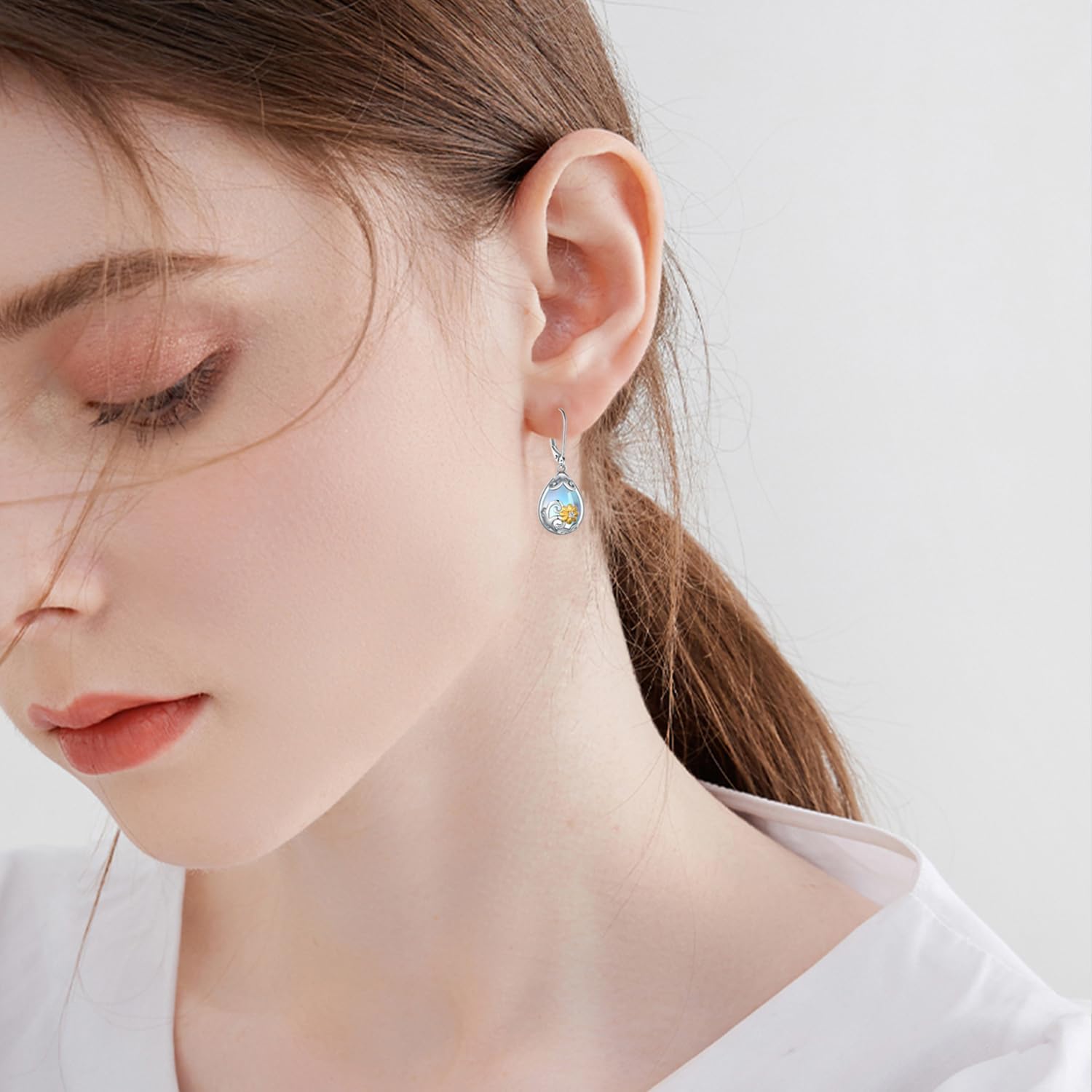 Sunflower Earrings for Women 925 Sterling Silver Sunflower Dangle Earrings Sunflower Jewelry Gifts for Women - Image 6