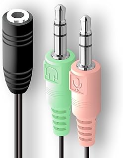 WEUTOP イヤホンマイク 変換ケーブル 3.5mm 4極(メス)-3.5mmステレオミニ(オス)+マイク入力(オス) ヘッドセット変換ケーブル 4極 CTIA規格 PCイヤホンマイクを接続可能