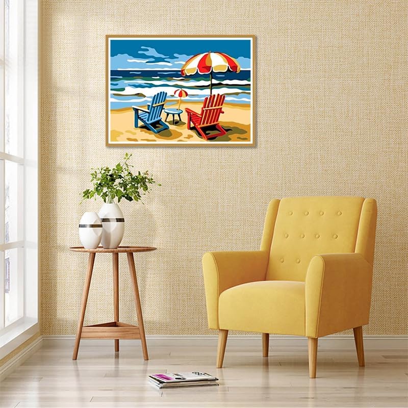 Miniatura 4 de Reofrey Kits de arte de diamantes de imitación redondos para adultos, playa de arena, costa completa, kit de pintura de diamantes de imitación