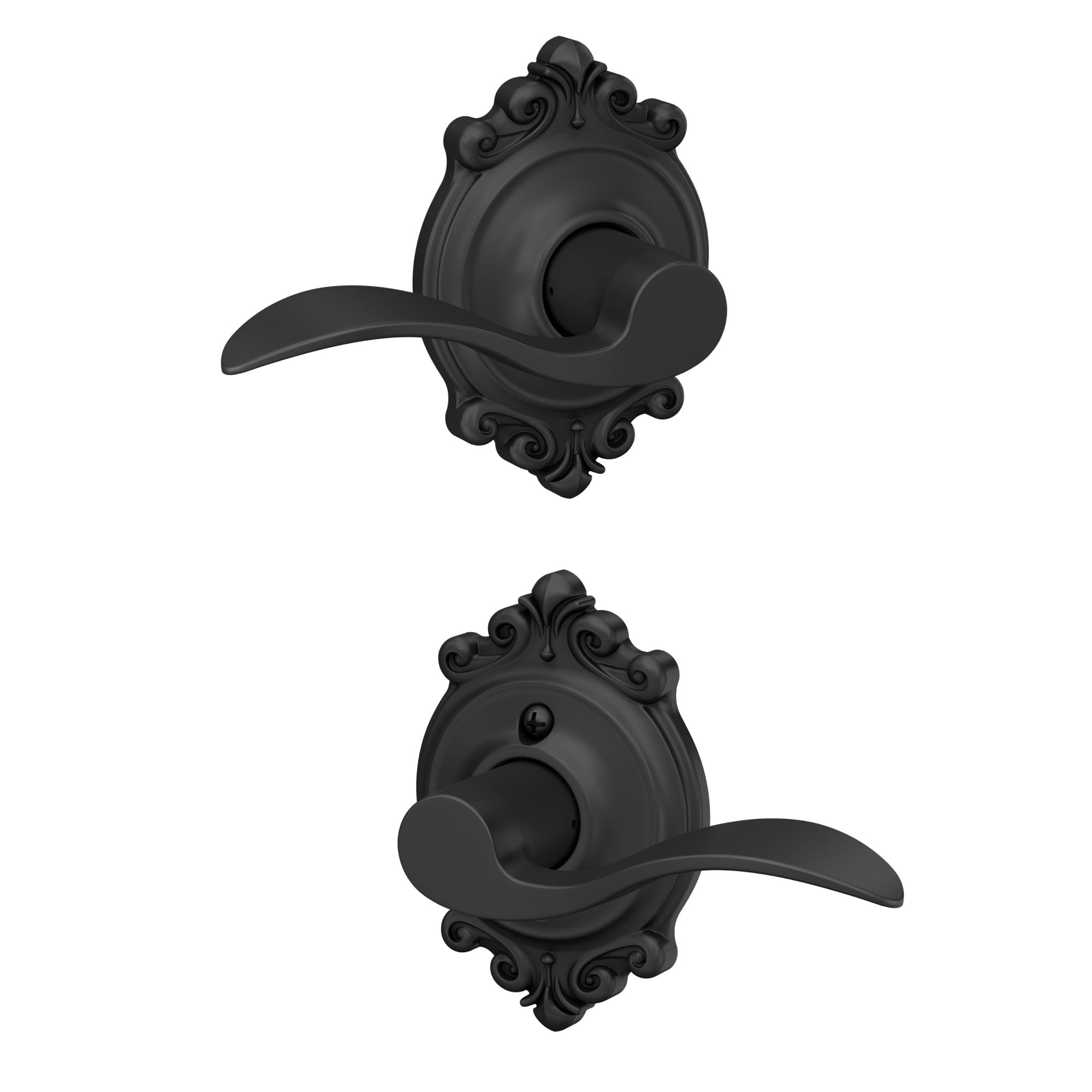 Schlage Accent Hall/Closet Passage Door Handle, Reversible, Matte Black | Hall or closet lever door handle with no lock, Easy to install, Certified durability, Universal fit