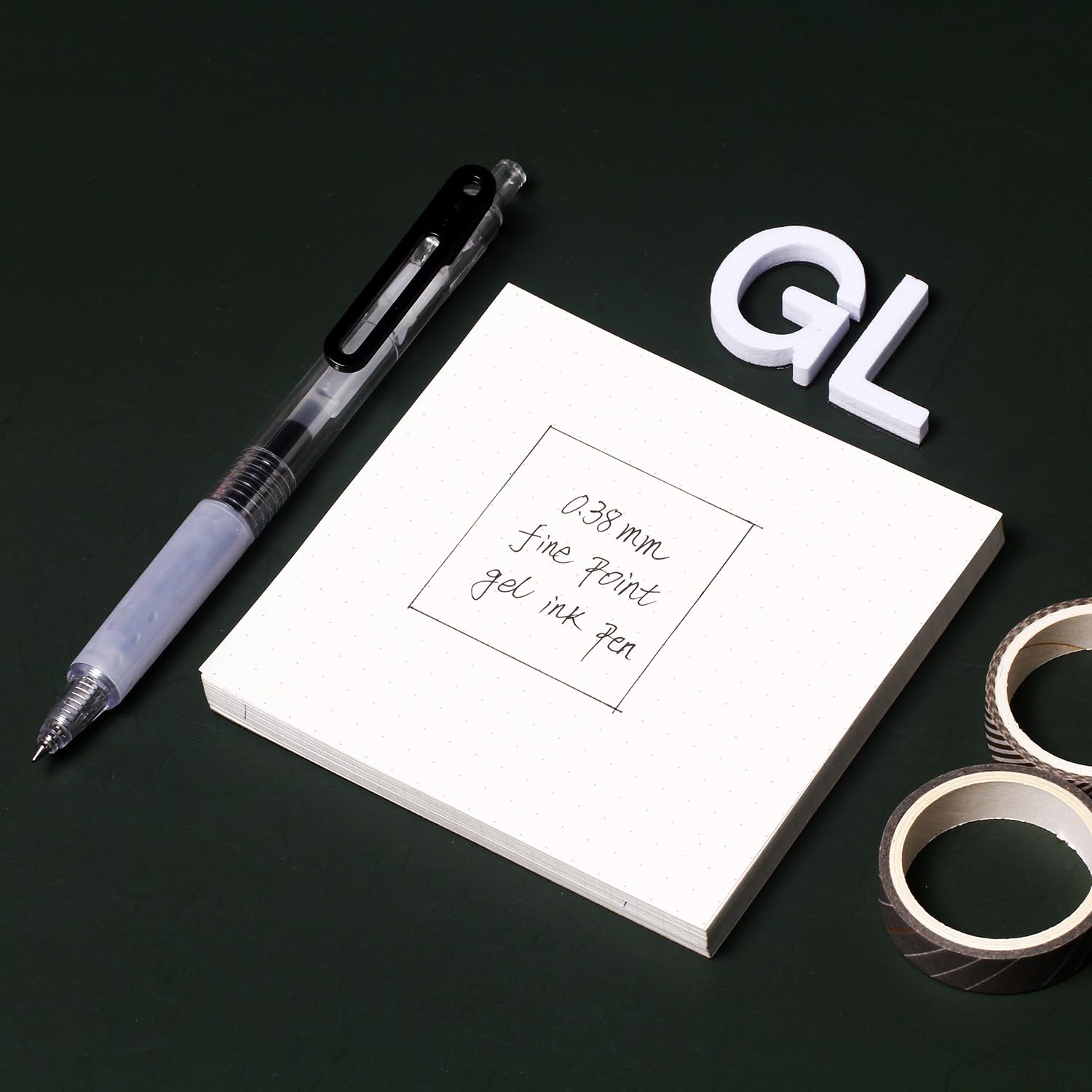 Juego de 6 bolígrafos de gel + 6 recambios, bolígrafos negros de 0,38 mm, punta fina, suministros de oficina