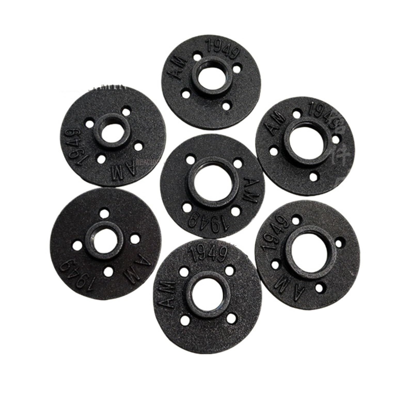 Ozliyy 3/4 6Pcs Iron Pipe Fittings Wall Mount Floor Antique Dn15 Flange Piece Hardware Tool Cast Flanges(")