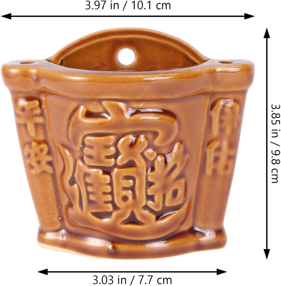 BESTOYARD 4Pcs Ceramic Wall-Mounted Incense Holder for Storage Brown Incense Burner with Cone and Stick Holder Chinese Style Home Decor