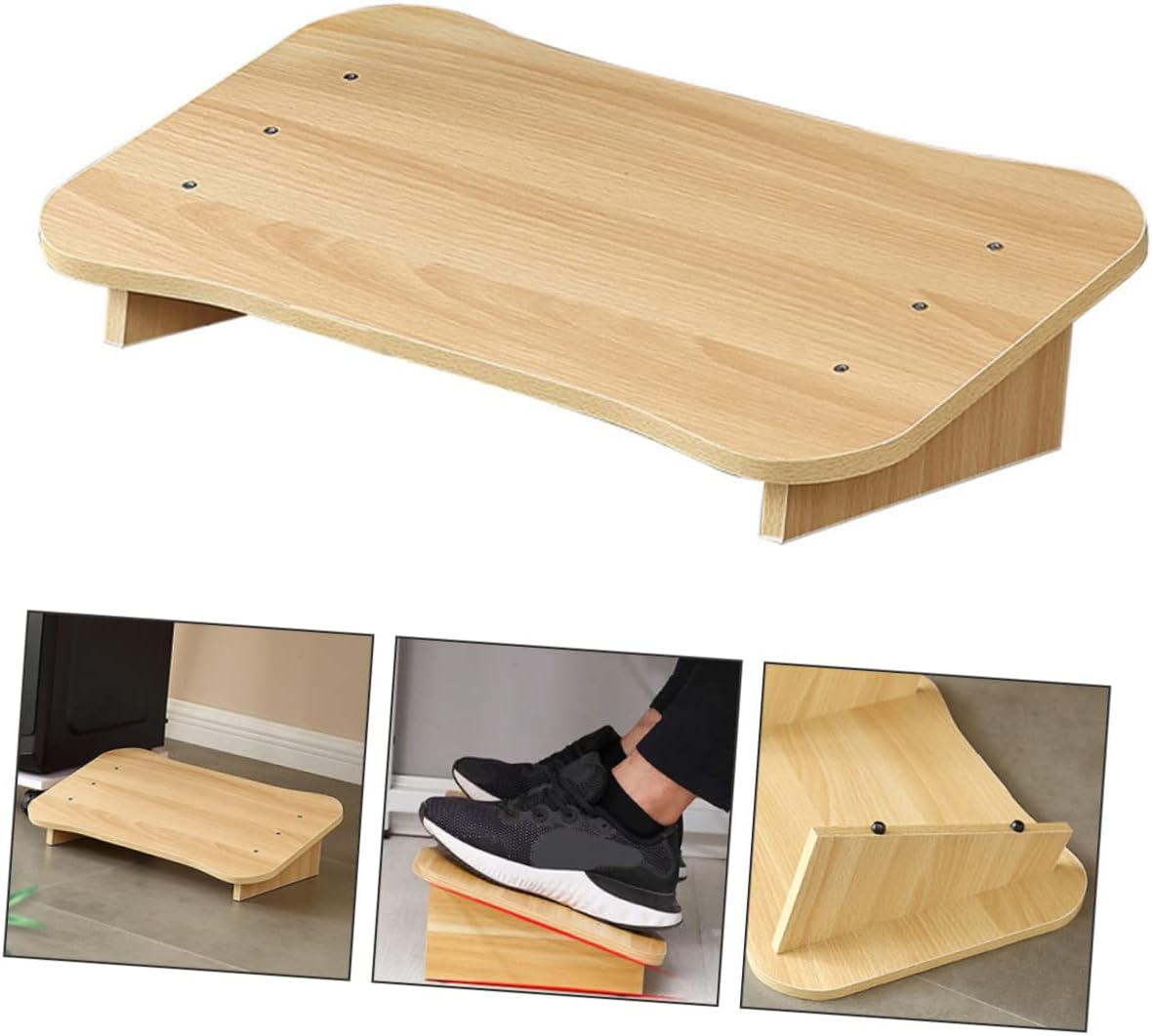 Under-Desk Wooden Footstool with Comfortable Tilt Design Lightweight Office Footrest for Home and Work Natural Wood Material for Ergonomic Support