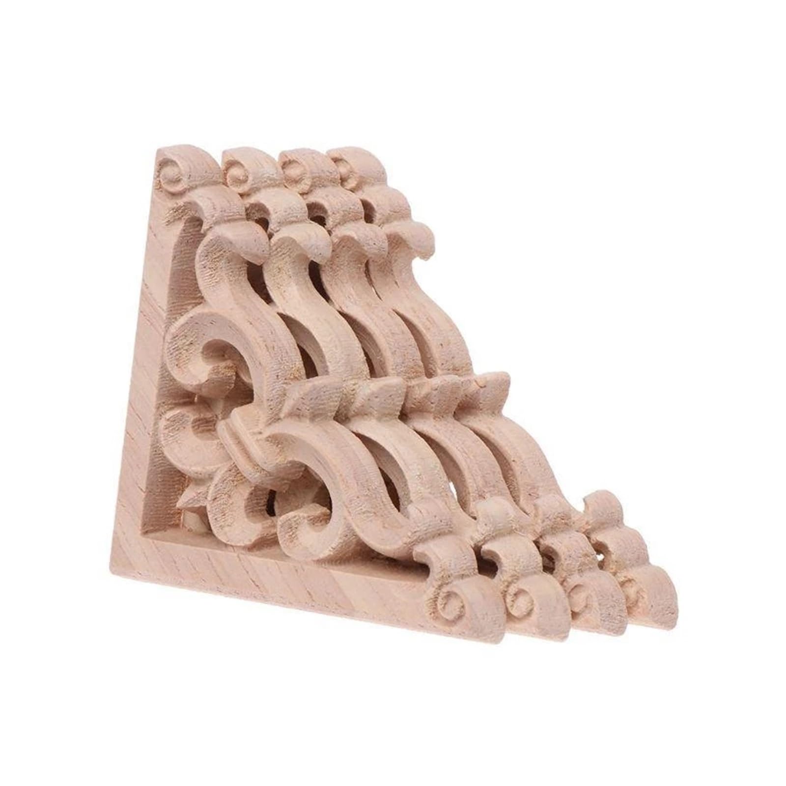 Decoración de esquina de madera tallada premium: set de 4 apliques de ebanistería fina