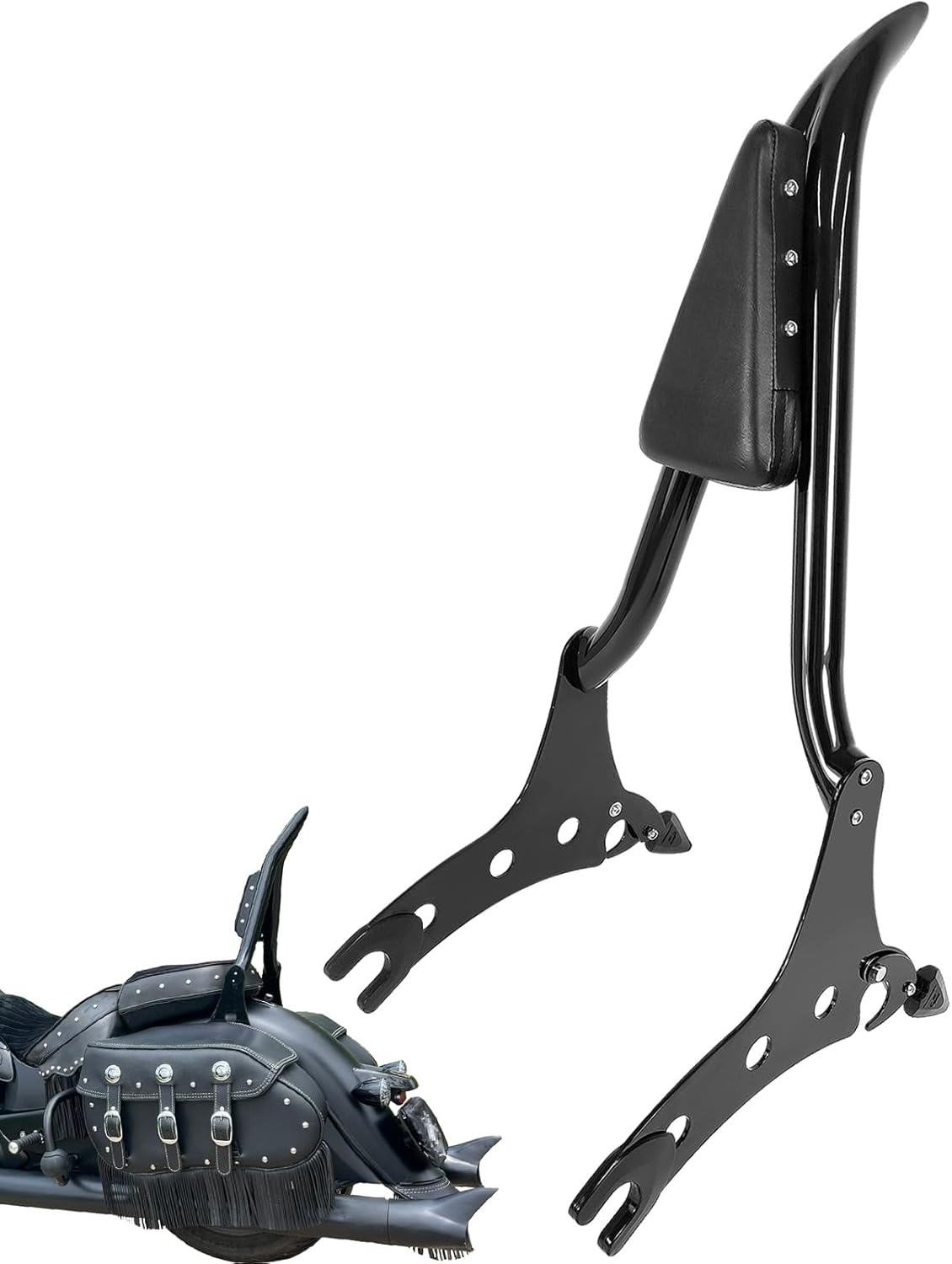 29" Backrest Studded Pad Sissy Bar Passenger Back Rest Fit for Indian Accessories Dark Horse Challenger Chieftain Roadmaster Springfield Pursuit Vintage Chief Limited 2014-2023 2024(Gloss Black)