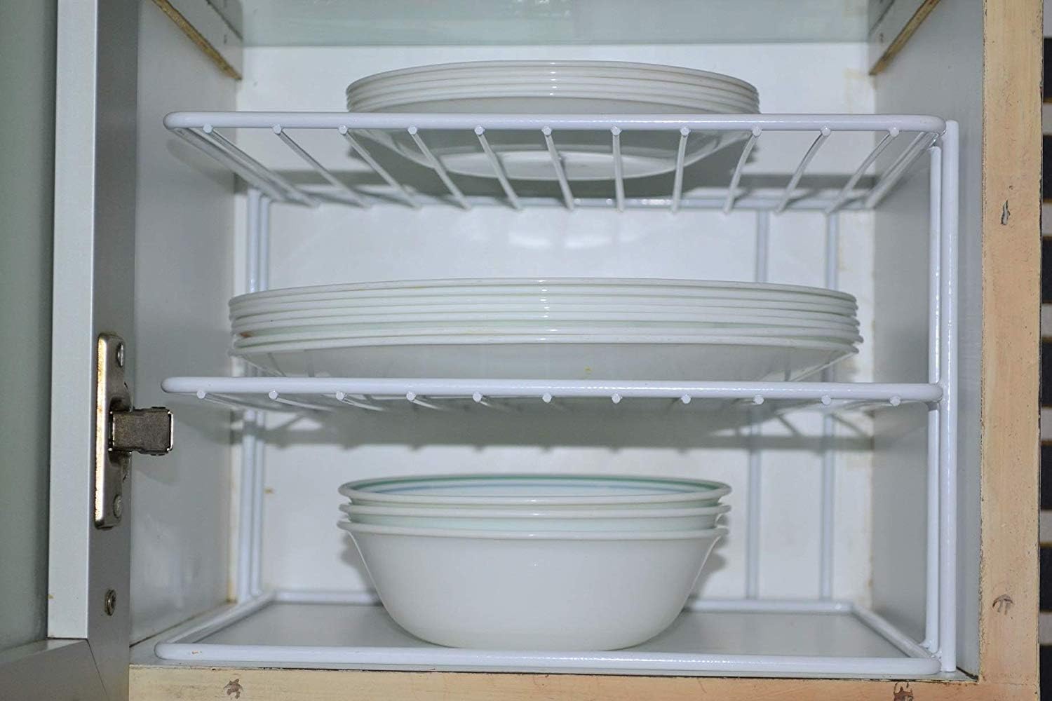 SILVER LINE Steel Plate Dish Corner Shelf Rack Stand, Kitchen Organizer Shelf for Plates, White (26 * 26 * 20 cm) (PACK OF1 PC)