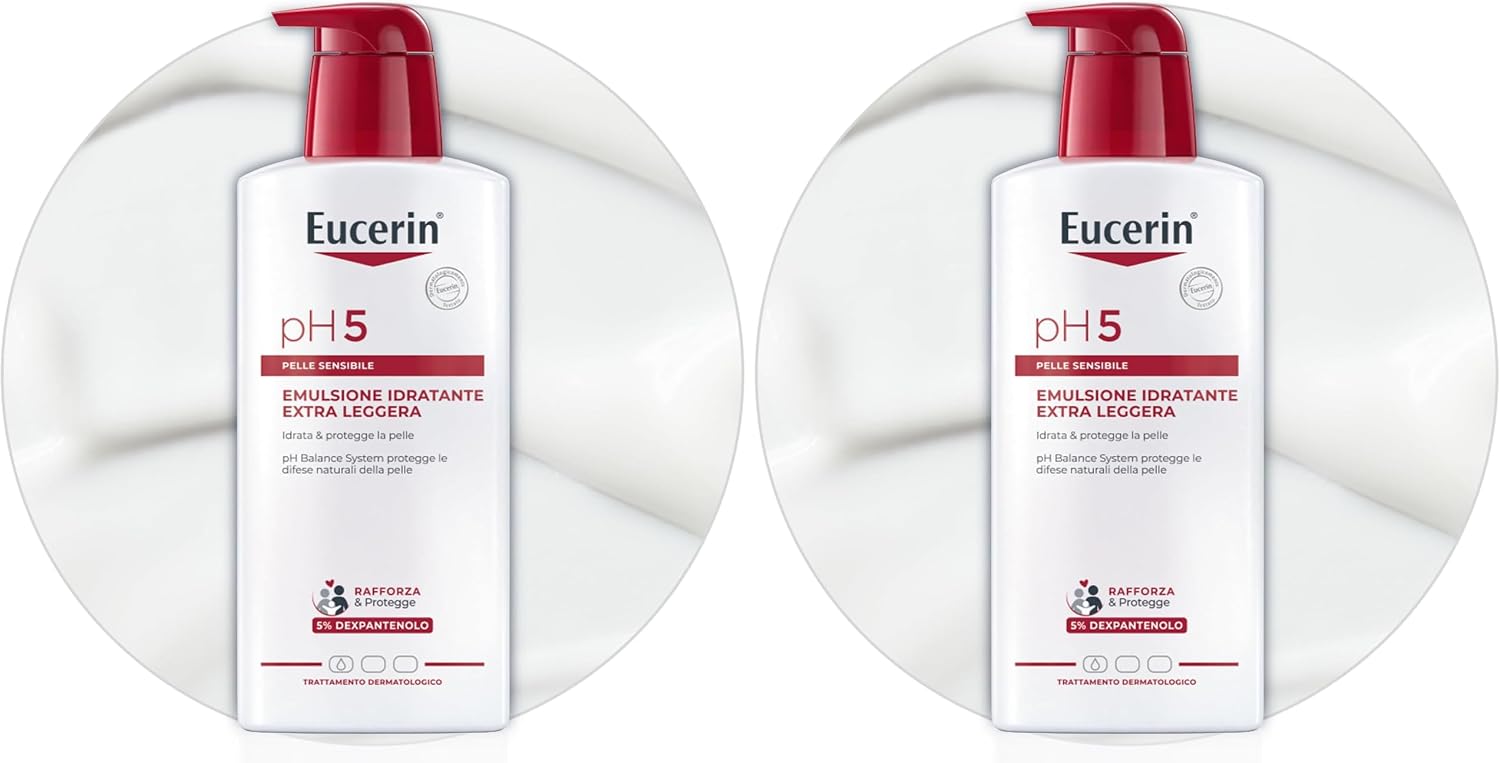 Eucerin pH5 Emulsione Corpo Idratante Extra Leggera 400 ml, Crema idratante corpo con Dexpantenolo e Glicerina dalla texture ad assorbimento rapido, Adatta per pelle secca e sensibile