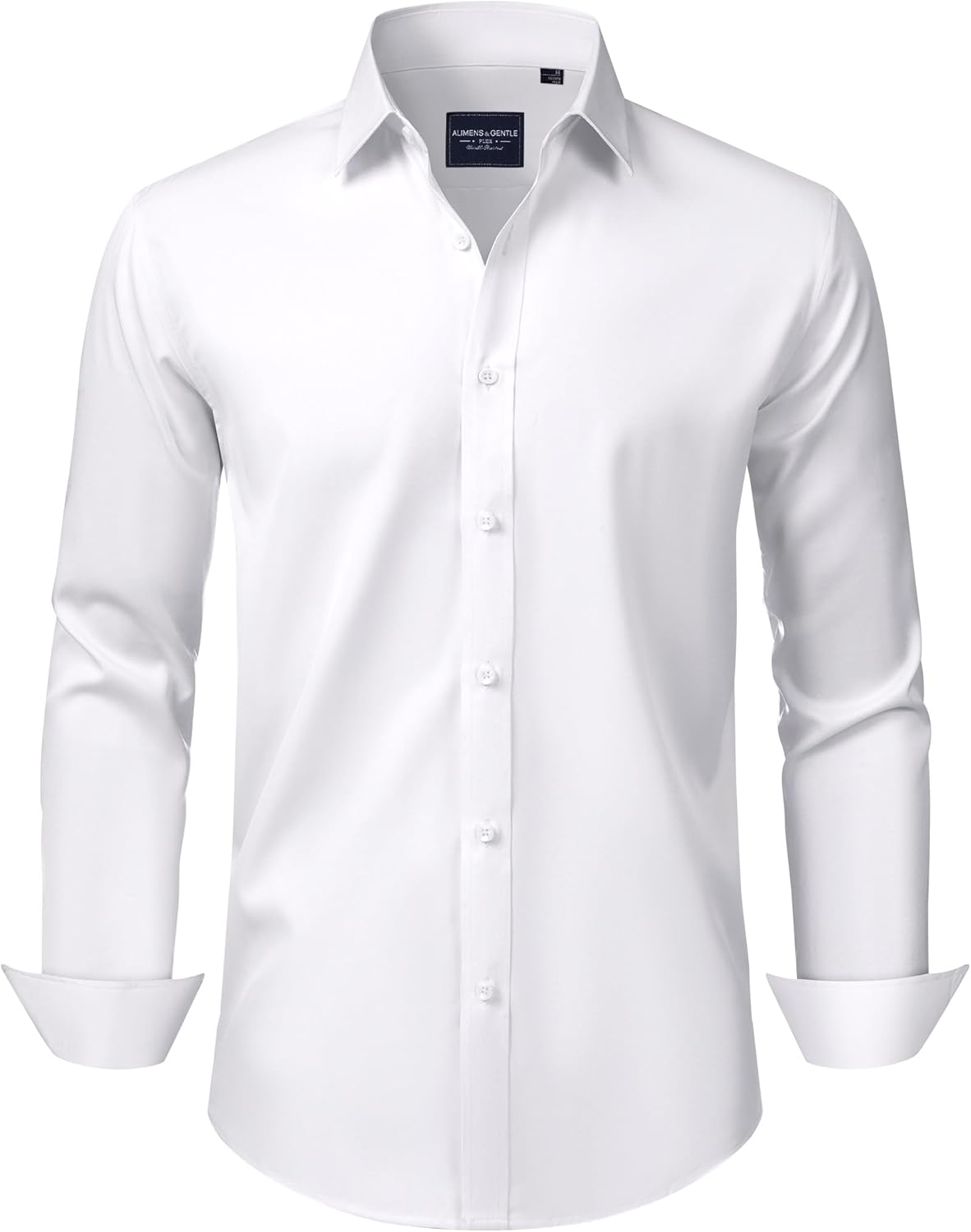 Alimens & Gentle Men's Dress Shirts Transitional Weather Long Sleeve Stretch Wrinkle-Free Button Down Top
