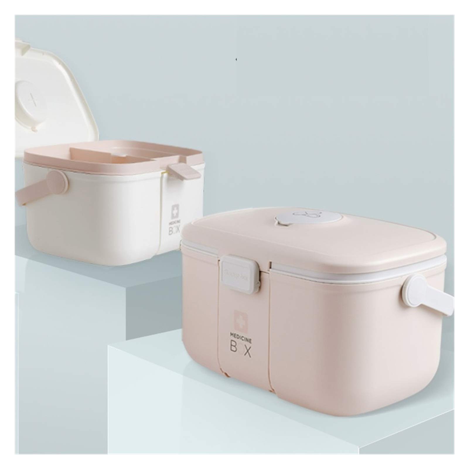 WML Caja Médica De Plástico Portátil, Caja De Medicinas para El Hogar, Equipo De Rescate De Viaje, Botiquín De Primeros Auxilios (Color : Pink)